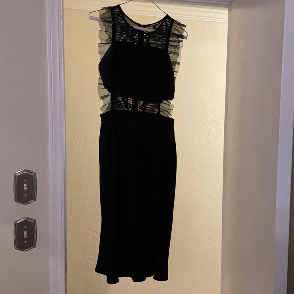 Size S black lace cutout Gianni Bini midi dress